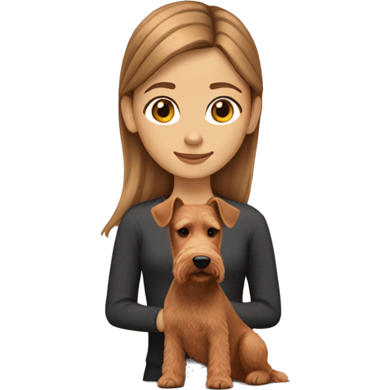 Light brown hair girl with welsh terrier emoji