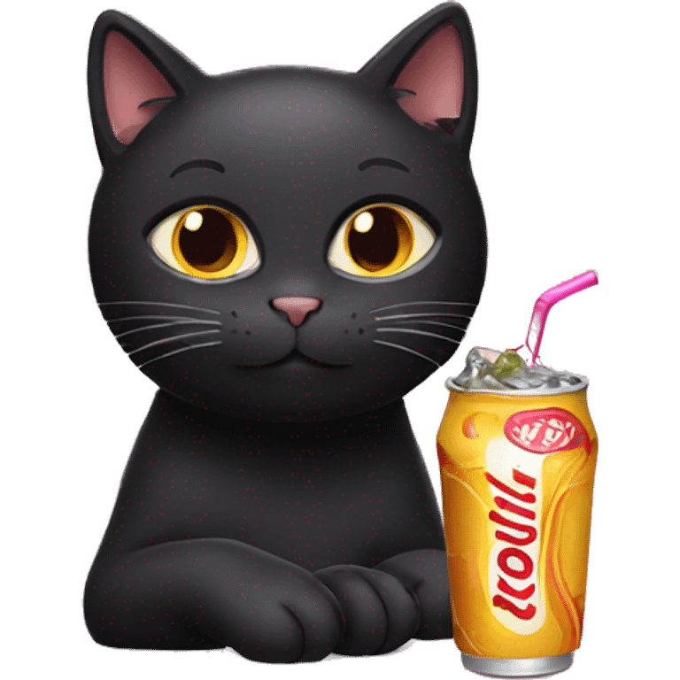 Black Cat drinking soda emoji