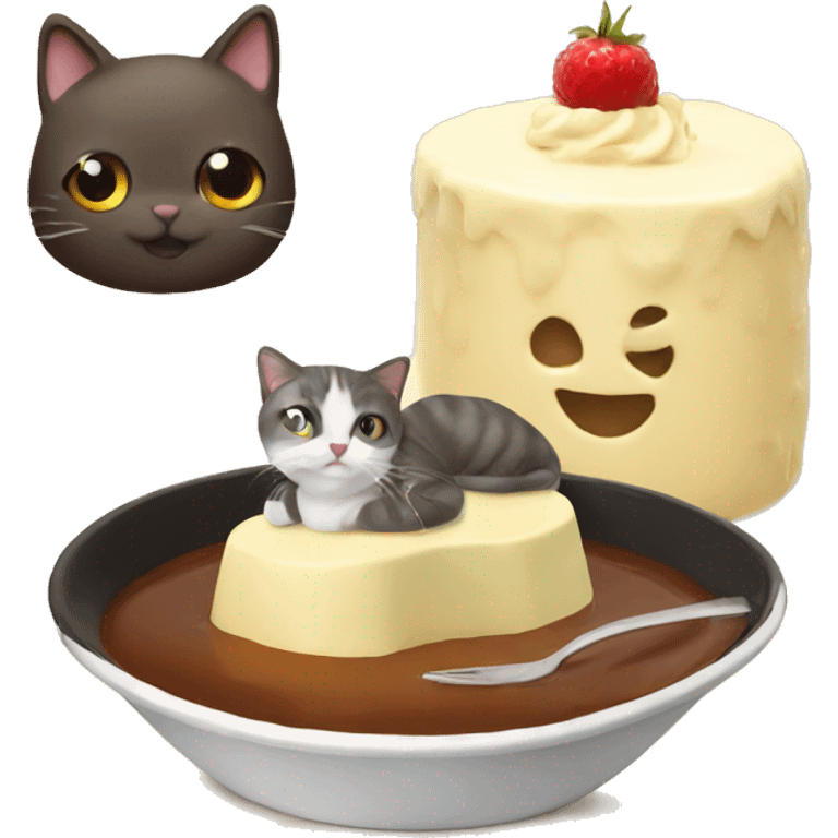 puding with cat emoji