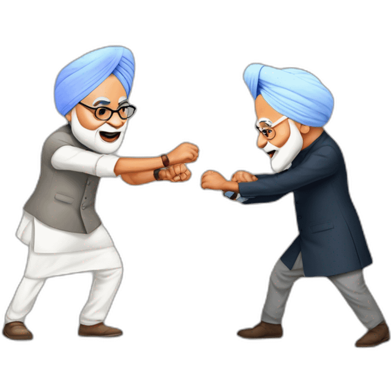 Dr manmohan singh and Narendra Modi fighting emoji