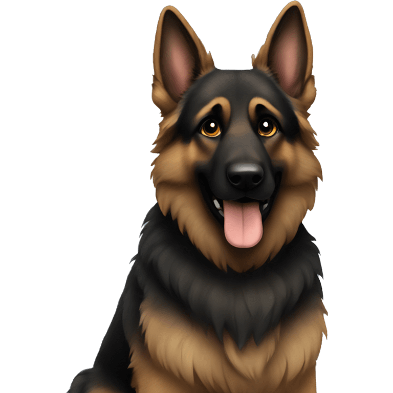 Dark, fluffy German shepherd emoji