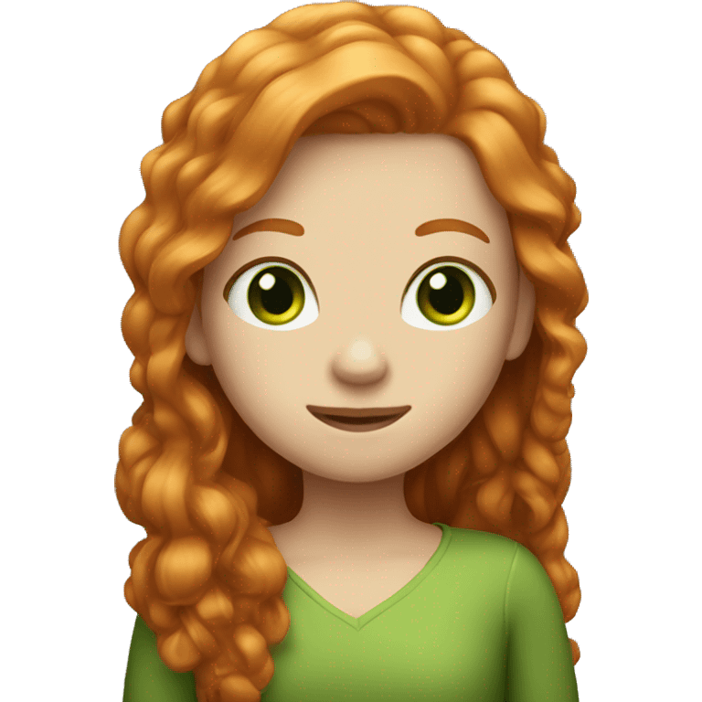 Ginger girl with really long hair and green eyes emoji