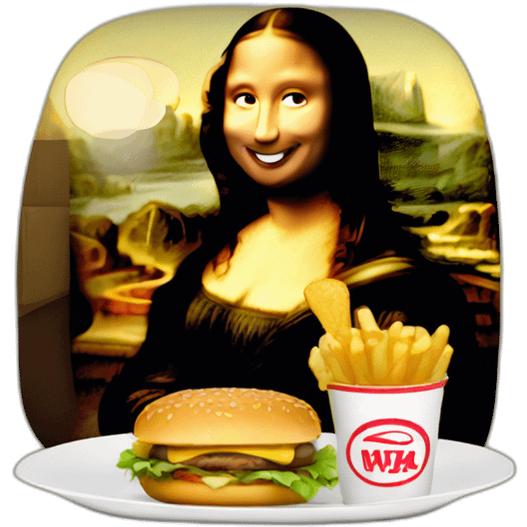 Mona lisa eating burger emoji