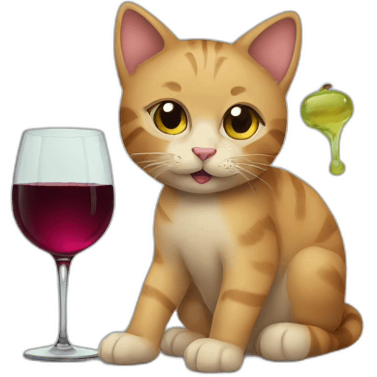 Cat drinks wine emoji