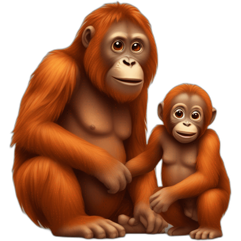 un orang-outan avec un bébé orang-outan emoji