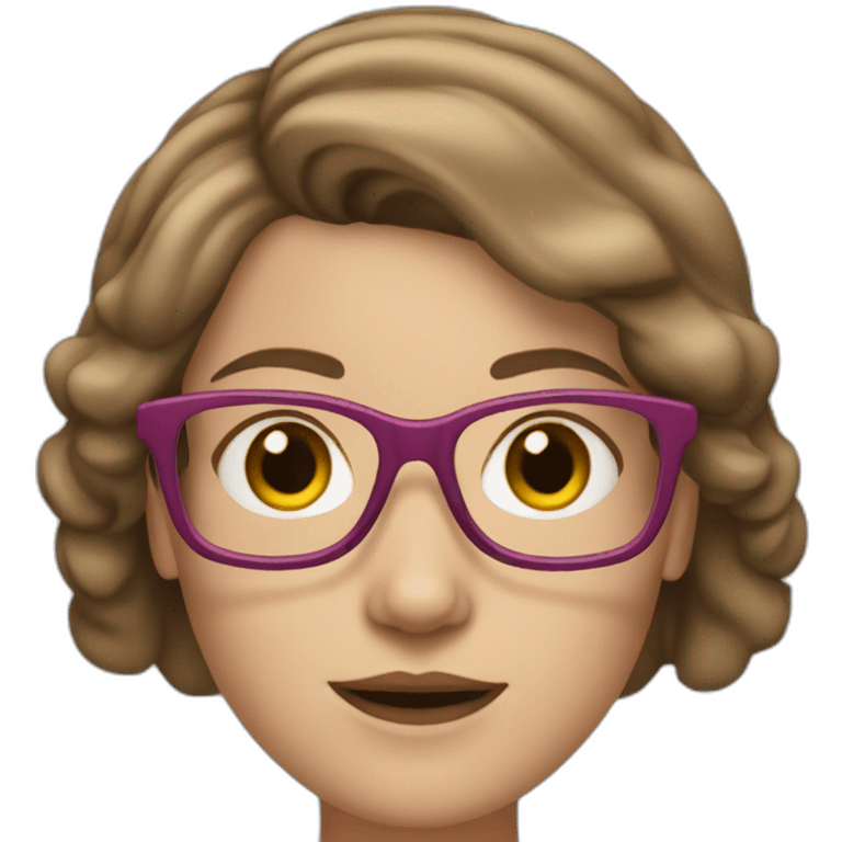 White Woman with a medium straitgh brown hair plus glasses and pink coach emoji