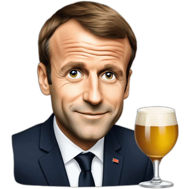 Emmanuel Macron buvant une bière emoji