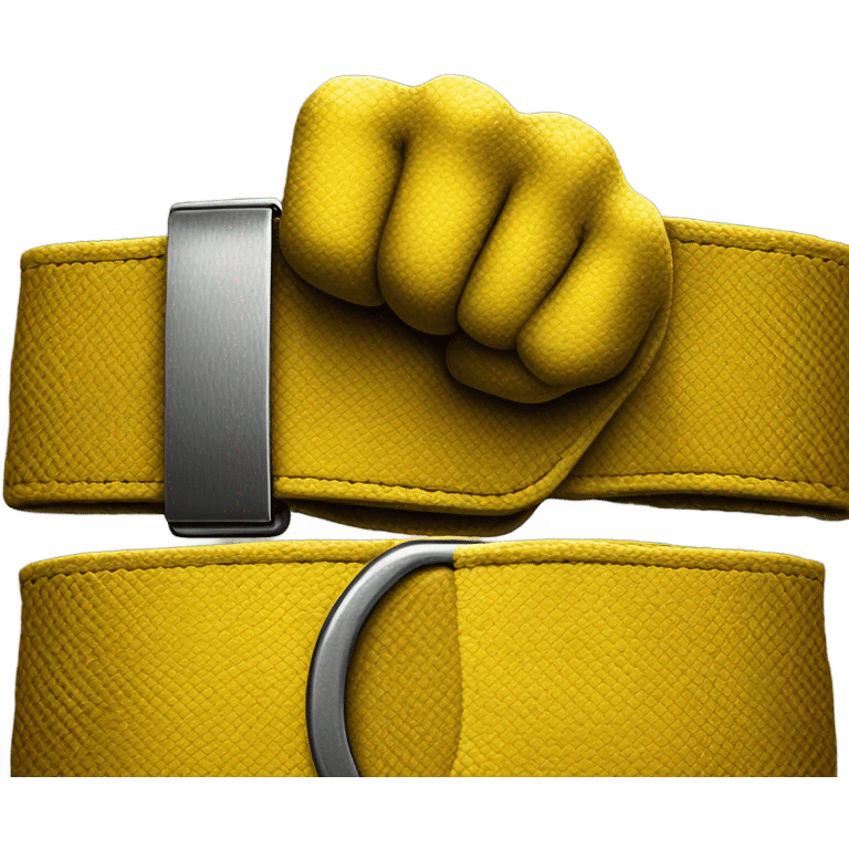 Belt dangling from yellow fist emoji