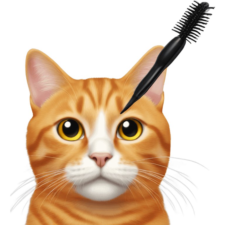 Orange cat sniffing mascara emoji