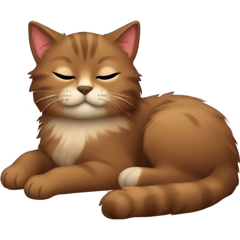 a brown fluffy cat sleeping emoji