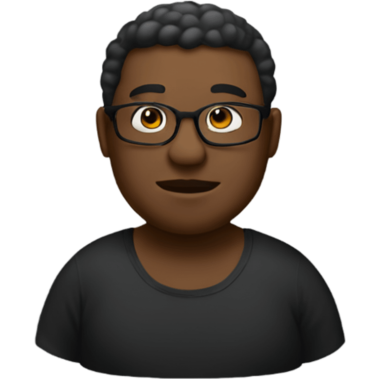 black Fat man with kacamata hitam emoji