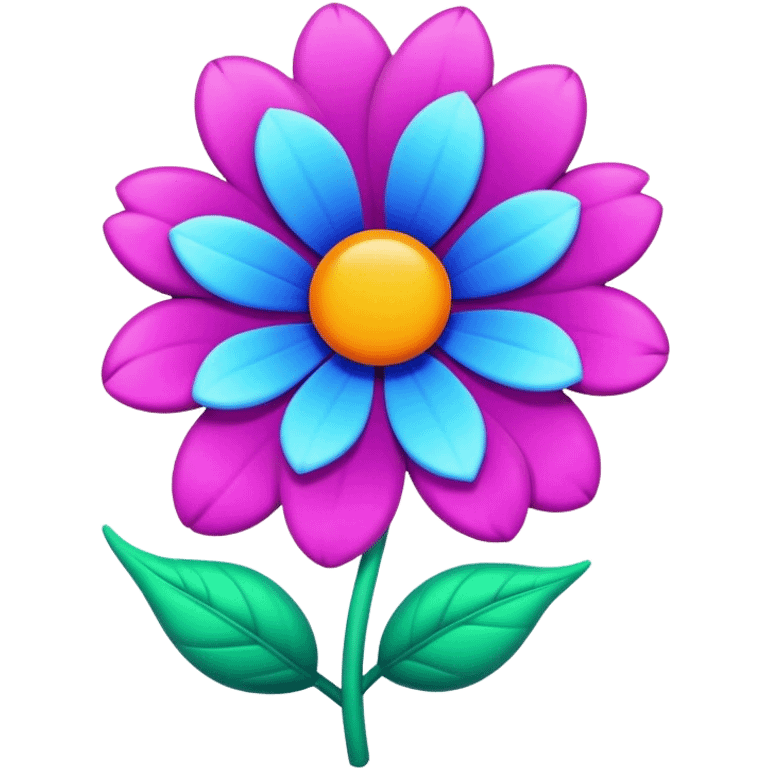 A large 3D style psychedelic colored flower emoji