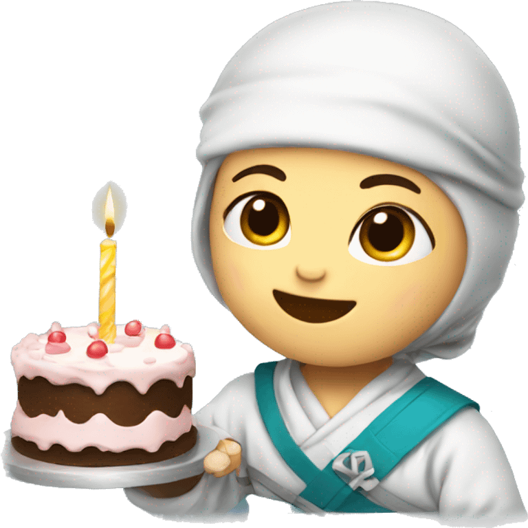 baby ninja with birthday cake  emoji