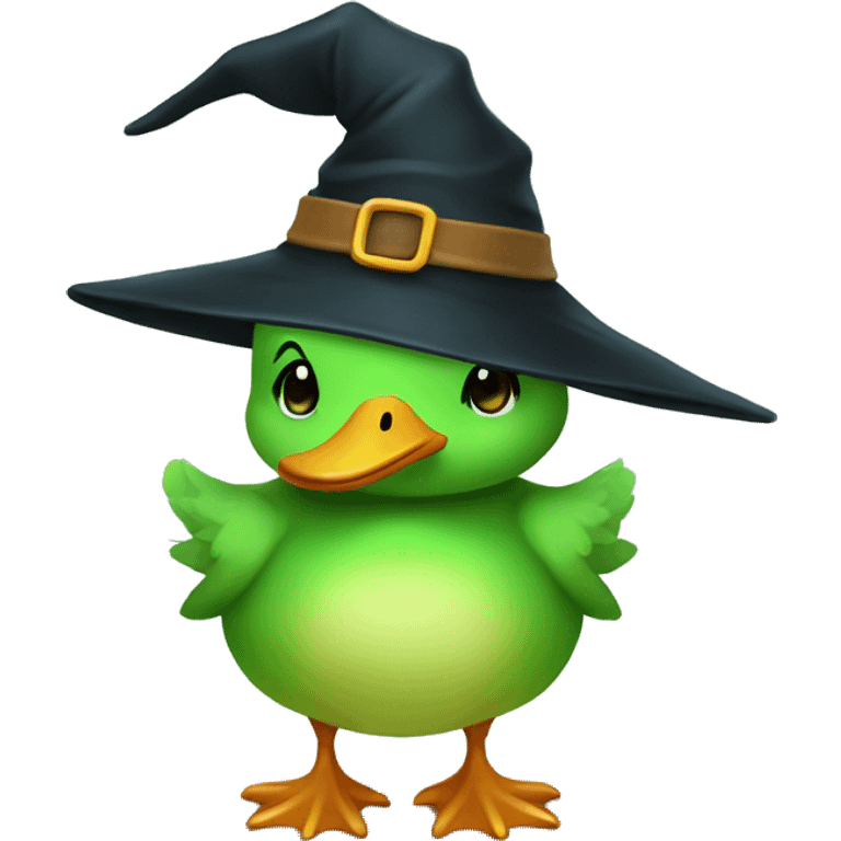 a witch green cute duck emoji