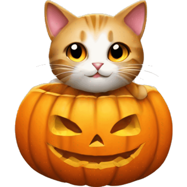 cat inside halloween pumpkin emoji