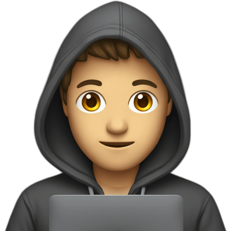 Developer with hoodie coding on a macbook emoji