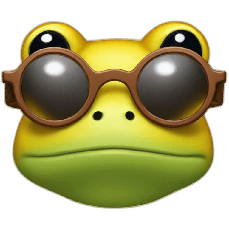 Yellow frog with glasses emoji