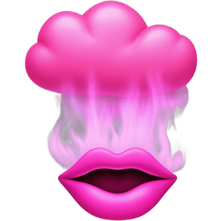 Neon pink lips are smoke emoji