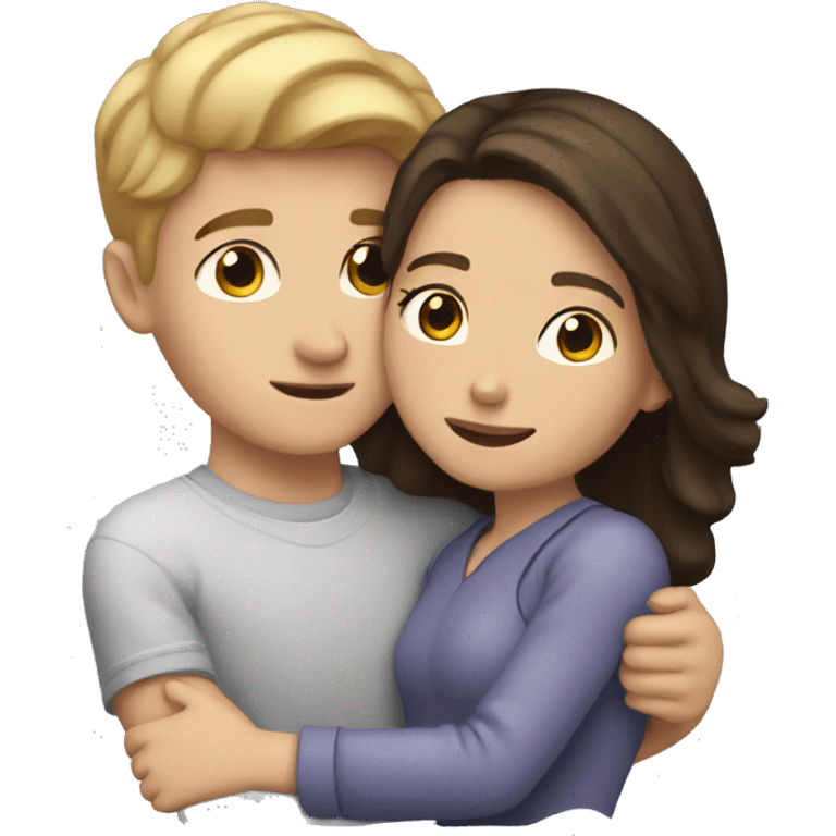 White boy and brunette girl cuddling  emoji