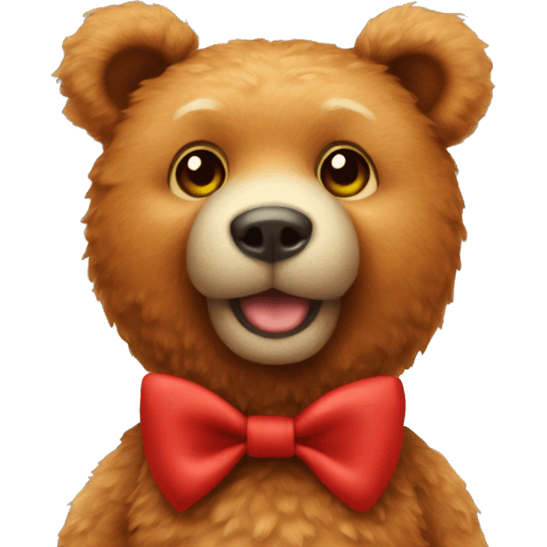  ginger teddy bear red bow on neck  emoji