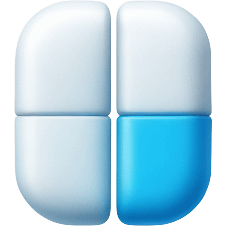 A capsule-shaped pill divided into two halves: one half is blue, and the other half is white. emoji