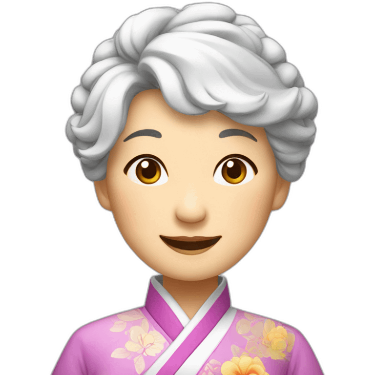 Chinese senior lady with nice smile  dressed traditional chinese quipao emoji