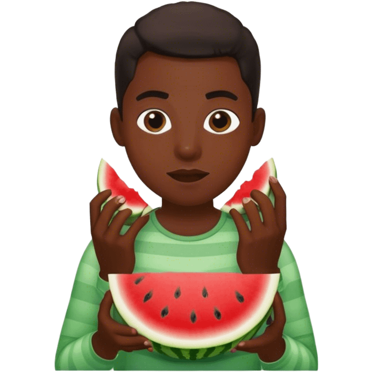 black human eating watermelon emoji