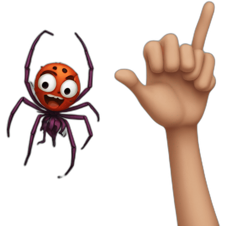 Two spiders man point finger emoji