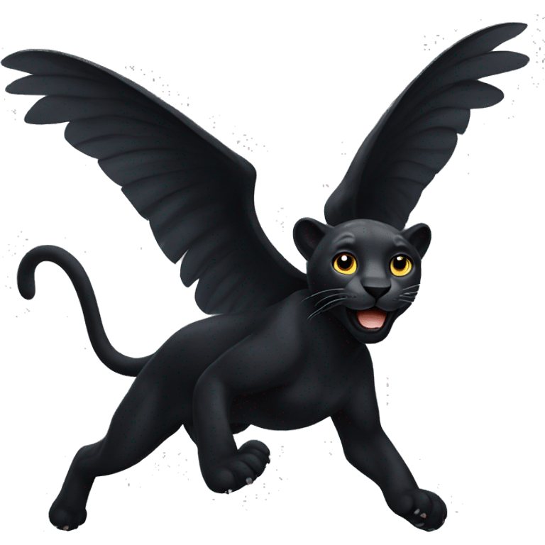 winged black leopard flying emoji