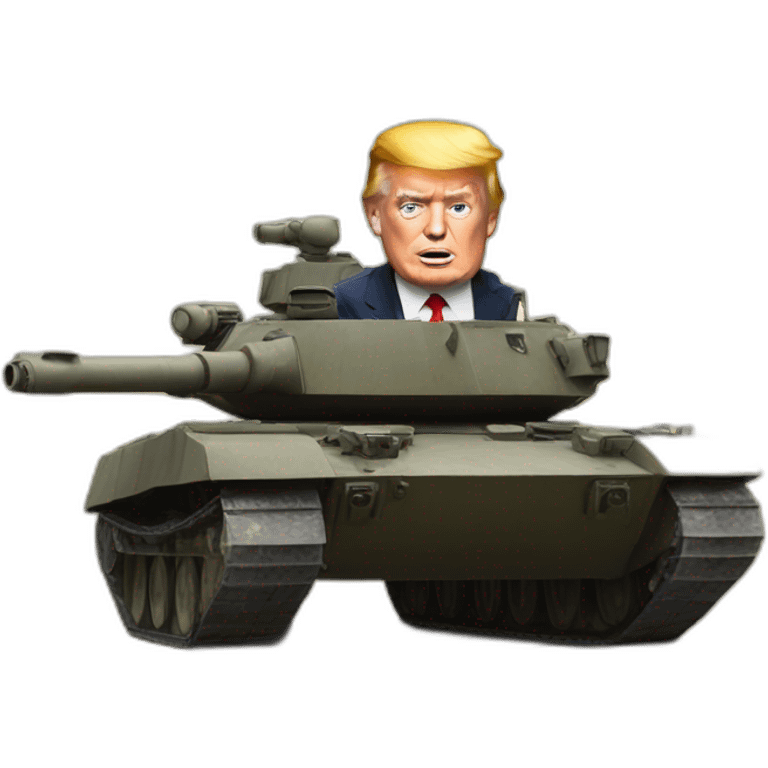 Donald Trump driving a tank emoji