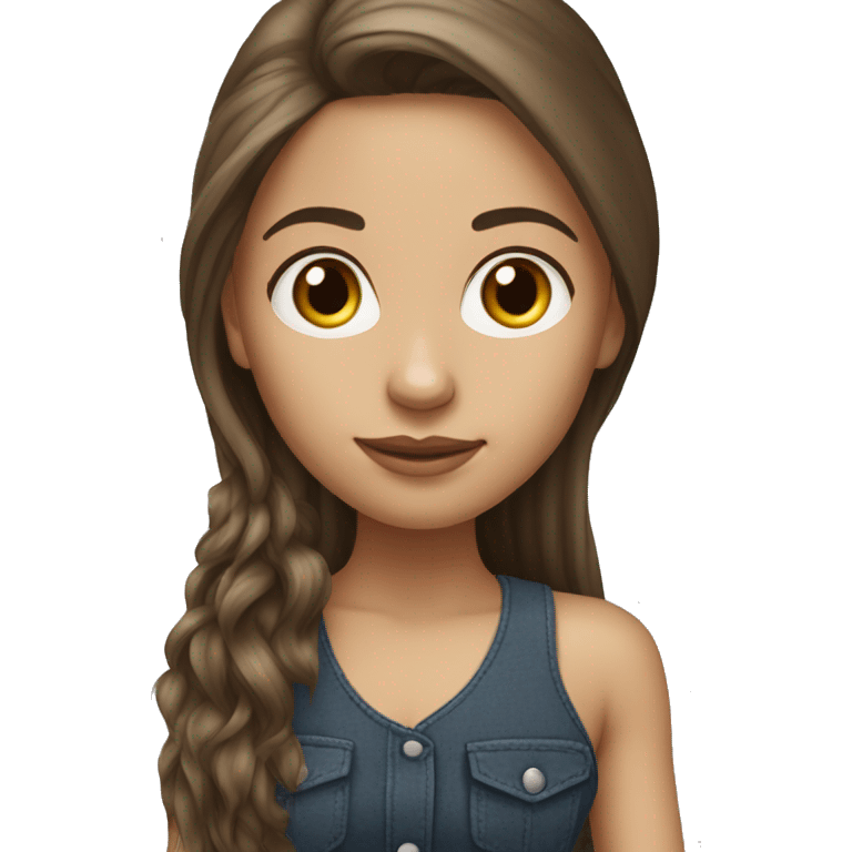 Realistic Brunette long hair light skin girl with yorkie emoji