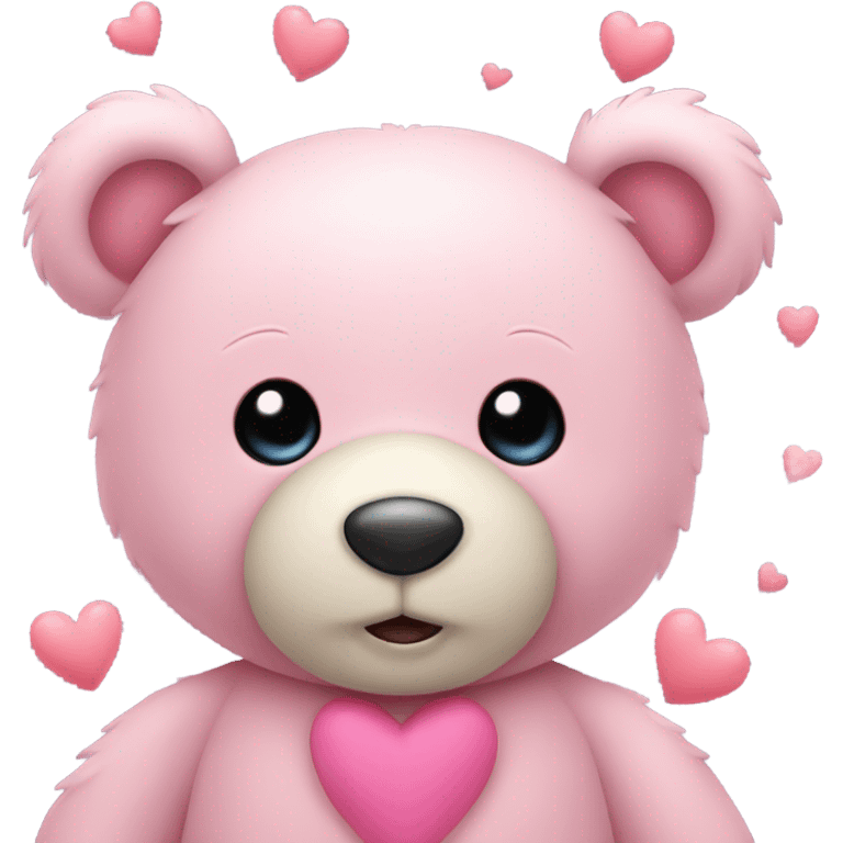 Valentine teddy bear with pastel pink heart emoji