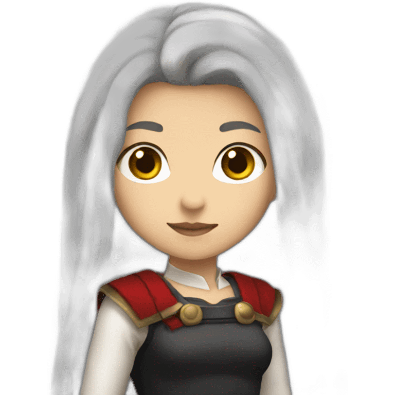 rpg-girl-with-long-white-hair-and-red-skirt and black tights emoji