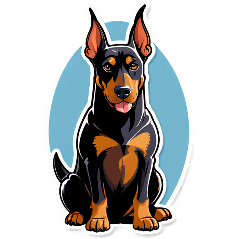 doberman dog wearing an ac/dc tshirt emoji