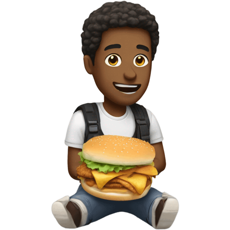 Guy eating a chicken sandwich  emoji