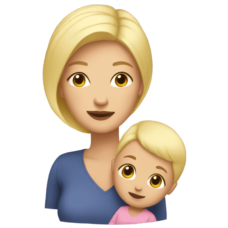 Blonde short hair mom with baby girl emoji