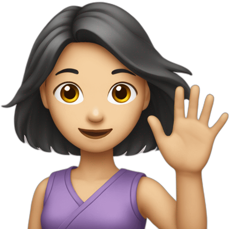 Asian girl waving emoji