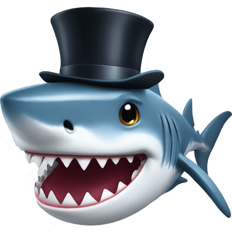 Shark with a top hat emoji