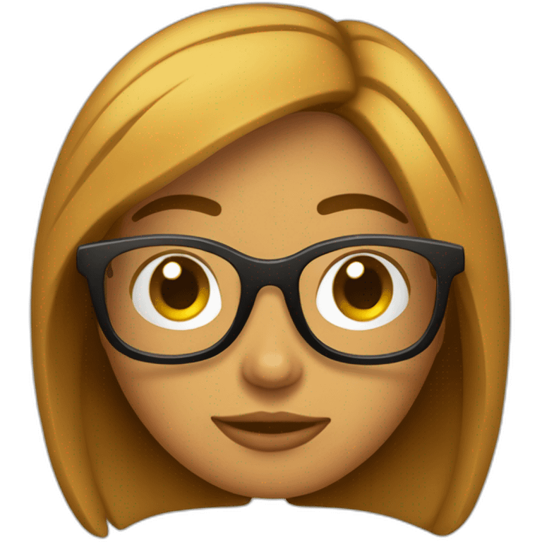 Chica pelo marrón con gafas emoji