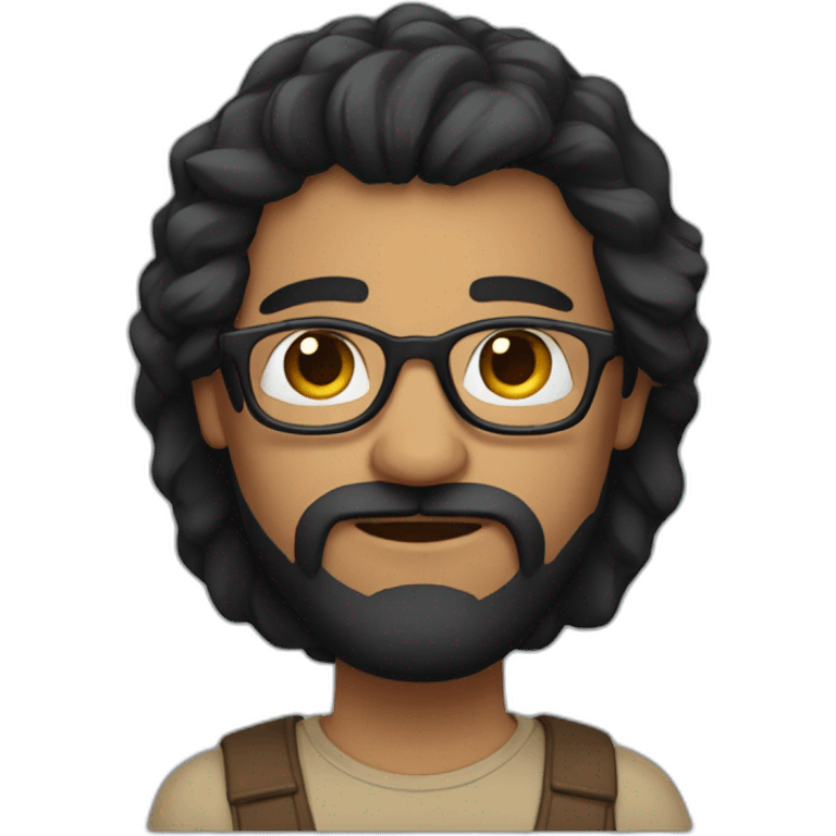 Face only black hair Indian with glasses and beard emoji