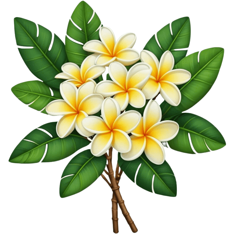 Frangipani super big bouquet, stem, leaf, more  emoji