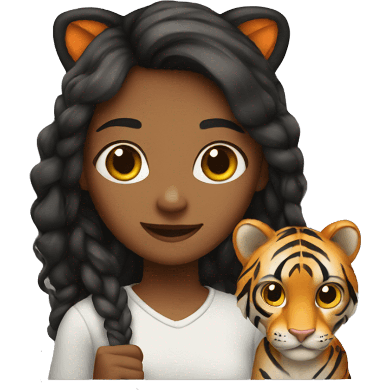 Girl with a tiger  emoji