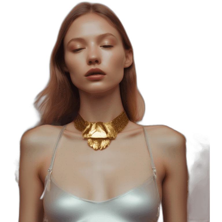 Angela Olszewska, david bellemere, Bare belly, Wings, Choker, Bathed in shadows, FOV 90 degrees, short lighting, L USM, Cold Colors, gilded technique, extremely hyper aesthetic, absurdres emoji