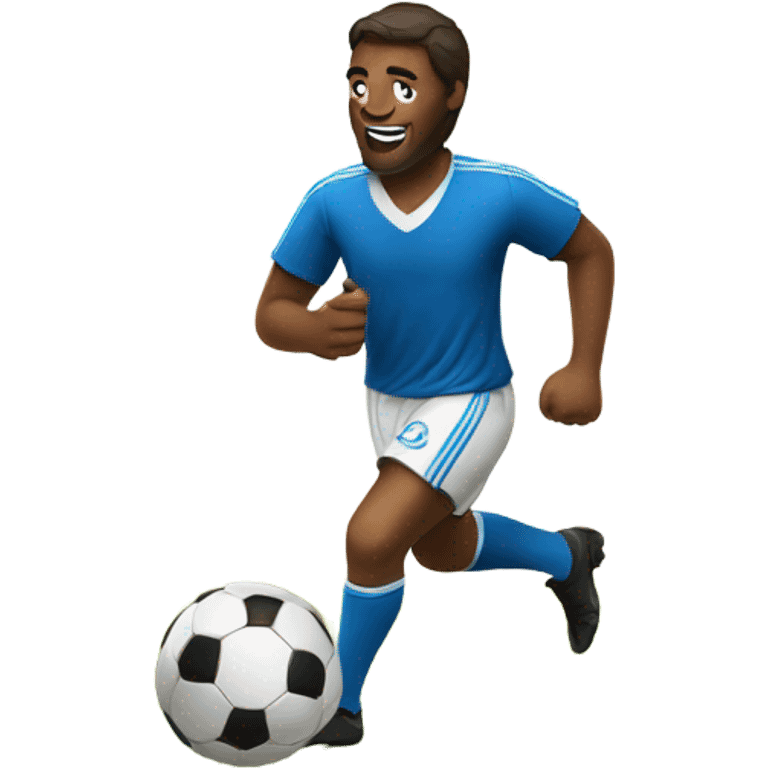 Man with beer playing soccer emoji