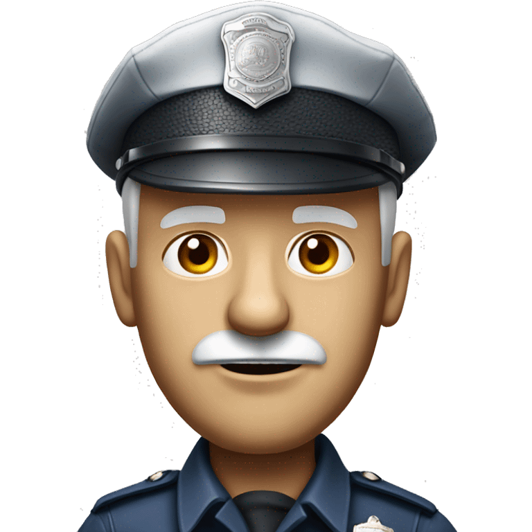 Photorealistic old white American policeman shoked detailed face emoji