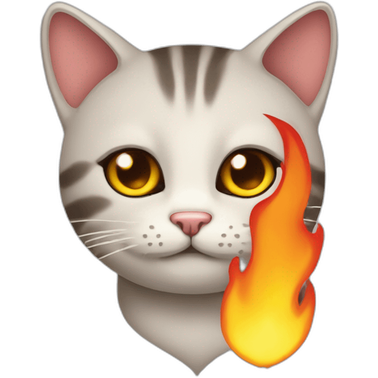 cat emoticon with eyes in love  with fire emoji