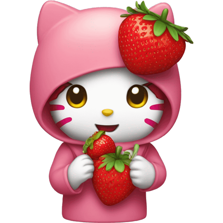 hello kitty eating strawberries  emoji