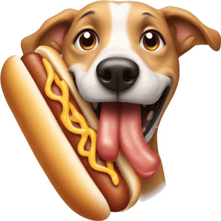 Freaky dog eating a hot dog emoji