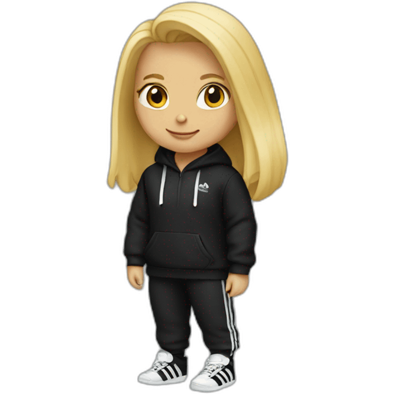 Blonde Girl with black adidas hoodie emoji