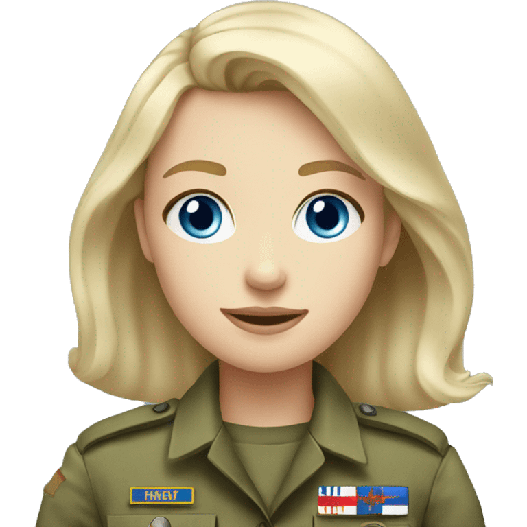 pale blonde girl with blue eyes in army uniform emoji